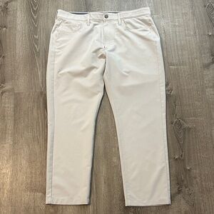 Bonobos Men’s 35 Slim Flat Front Straight Golf Performance Beige Casual Pants